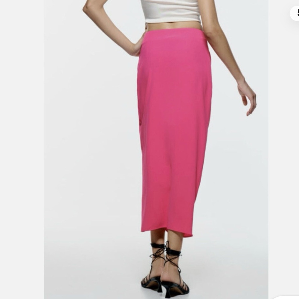 Zara Midi Skirt with Buckle Fuchsia Pink Size XS - Picture 2 of 14